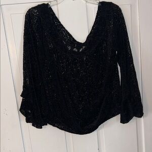 FREE PEOPLE Women’s Velvet Lace Burnout Long Sleeve Top Dark Romantic Whimsigoth